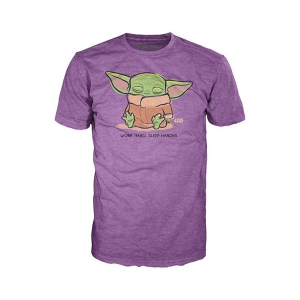 Star Wars The Mandalorian Work Hard Sleep Harder T Shirt The Child Purple XL